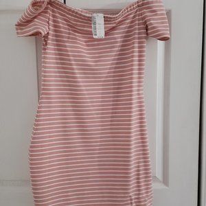 Off Shoulder Pink Dress - Fitted